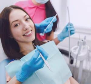 A patient undergoing a cosmetic dental procedure.